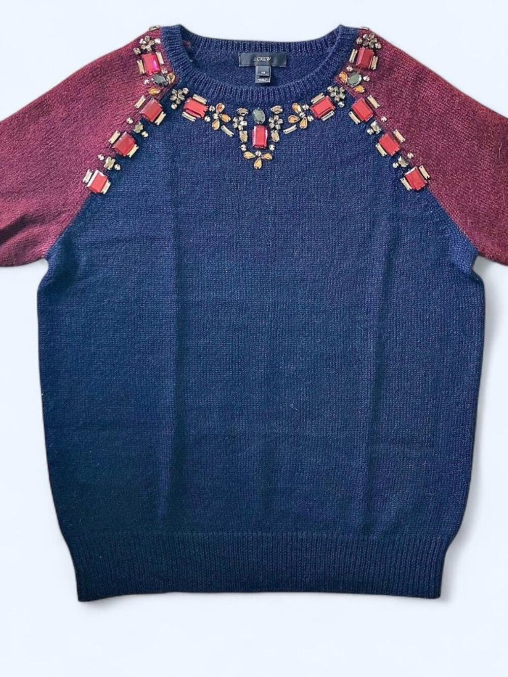 J.Crew jeweled short sleeve knit sweater top XS